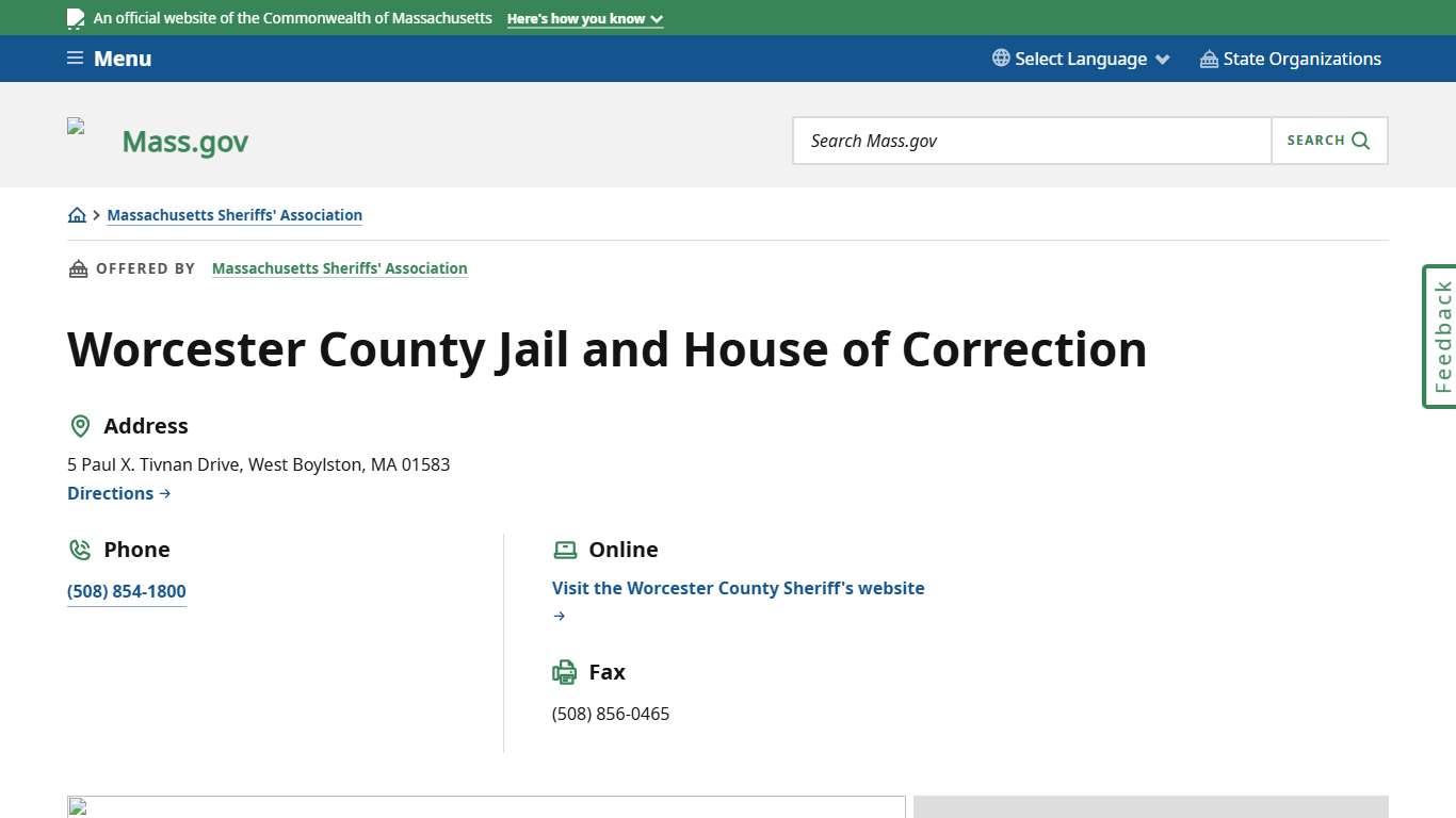 Worcester County Jail and House of Correction Mass.gov